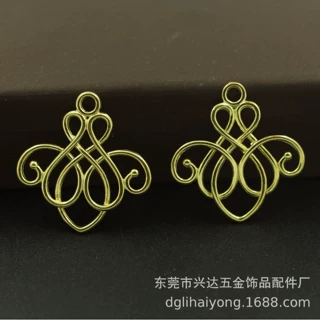DIY手作饰品配件 纯铜30*31MM铜线花形吊坠 日韩铸铜饰品配件