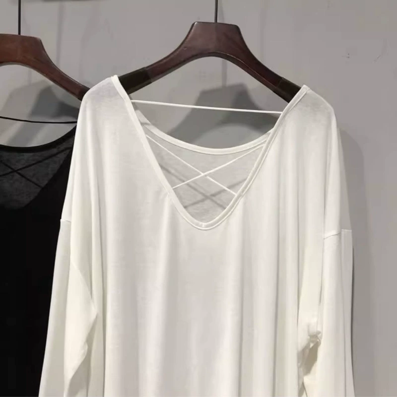 Light and thin long-sleeve, knitted shirt, sweater, plus size, backless, sun protection, V-neckline