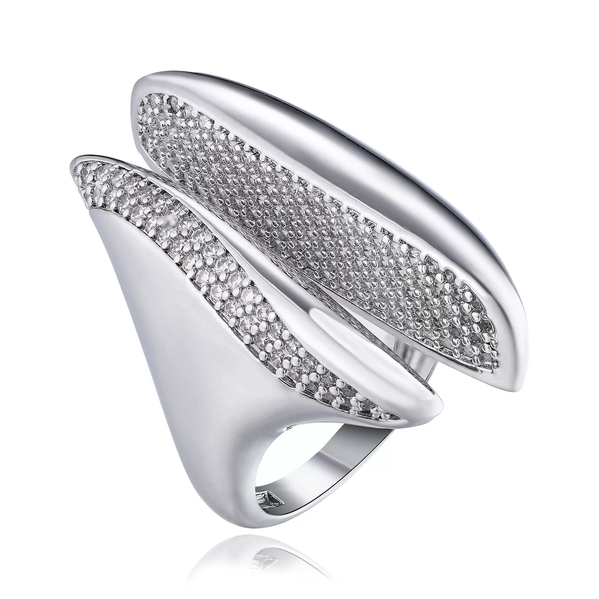 欧美小众简约轻奢风饰品满钻设计感戒指银镀金指环女士珠宝批发