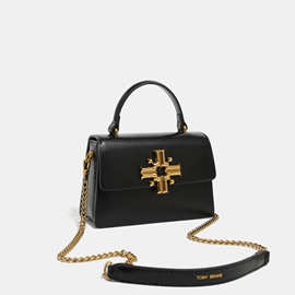 小众复古百搭通勤时尚曜石黑手提斜挎包