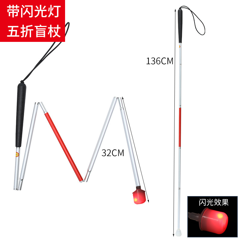 Muletas ciegas muletas cabeza giratoria ciego rojo y blanco aleación de aluminio 1,2 m palo ciego aleación de aluminio trekking polo