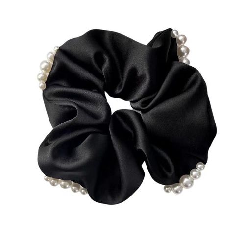 French new style elegant pearl satin large intestine hair tie simple Hepburn style high-end hair tie hair rope hair accessory