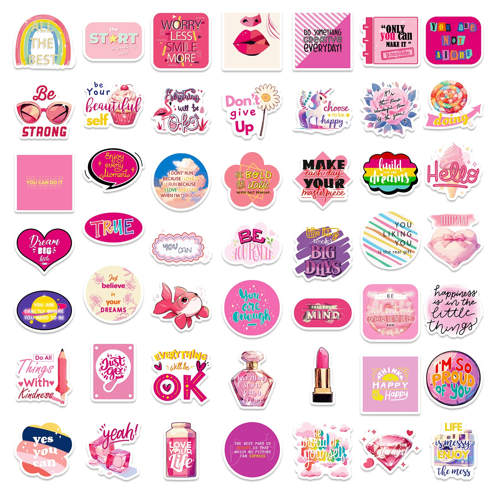 Fuchsia cute sticker, strawberry, suitcase, DIY, scheduler, graffiti