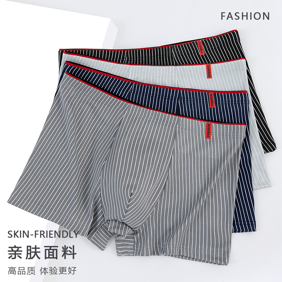 Cross-border men's underwear, striped boxer briefs for teenagers, sourced directly from factories in Southeast Asia and available on overseas platforms