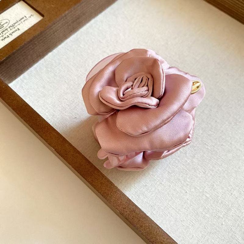 超仙山茶花抓夹氛围感缎面花朵发抓半扎盘发夹子后脑勺发爪发饰品|undefined