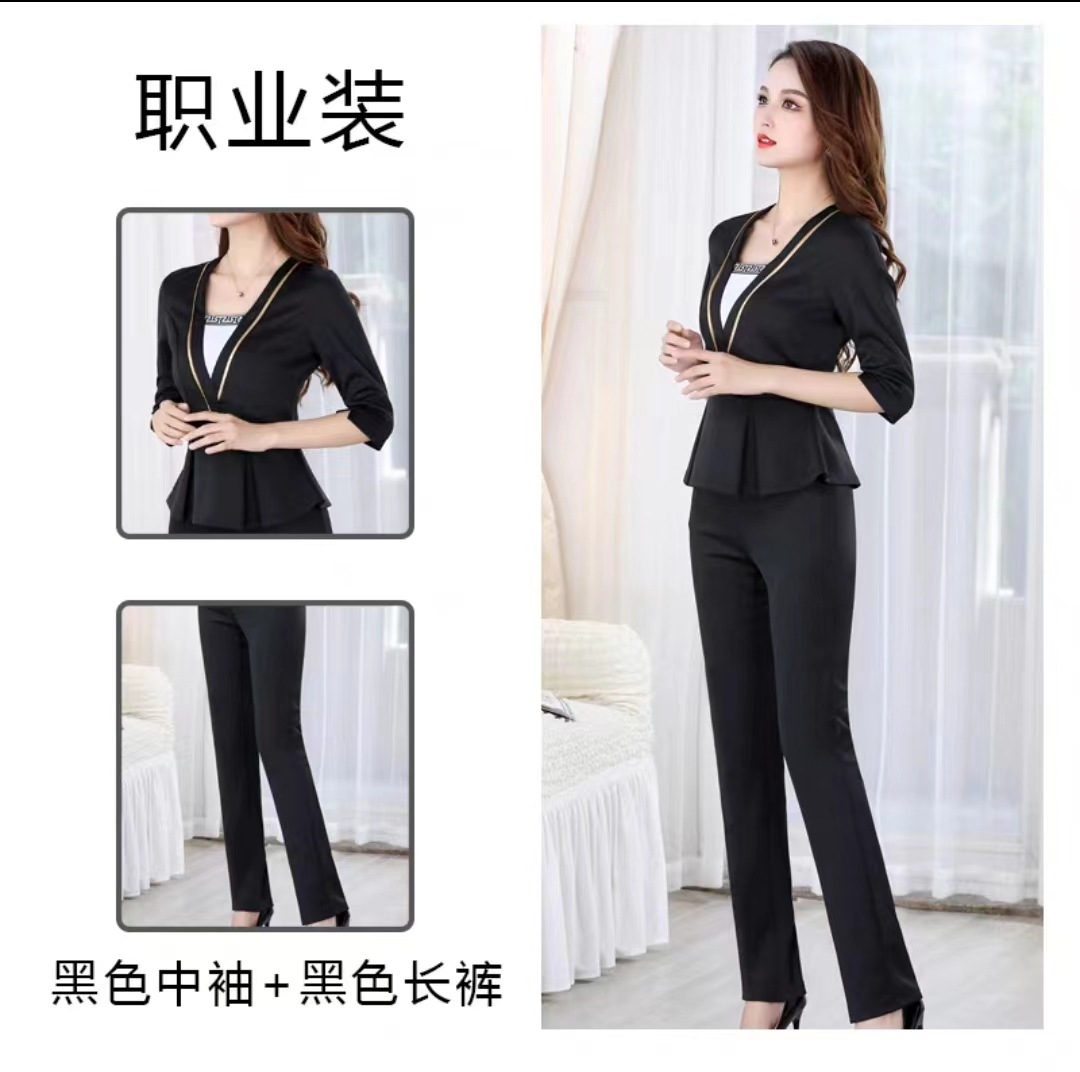 Occupation suit suit summer Korean Edition goddess CEO business affairs Short sleeved Beauty hotel Jewellery coverall