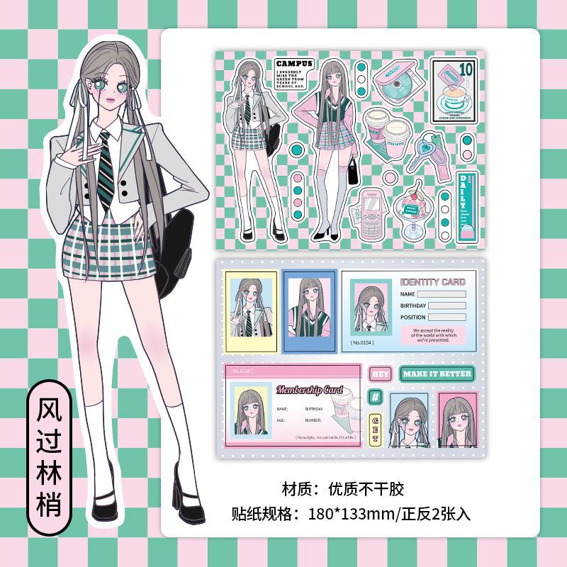 PaperMore chica Hua Zhang pegatinas autoadhesivas lindo personaje de dibujos animados Gu Ka mano cuenta pegatinas 4 modelos