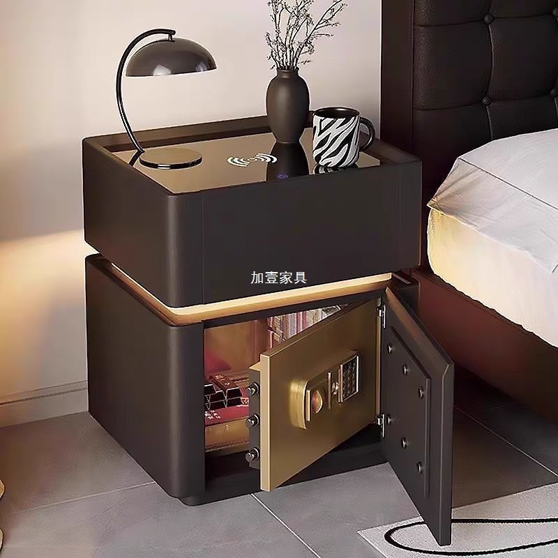 智能床头柜现代家用一体收纳保险箱多功能简约无线充电卧室床边柜|undefined