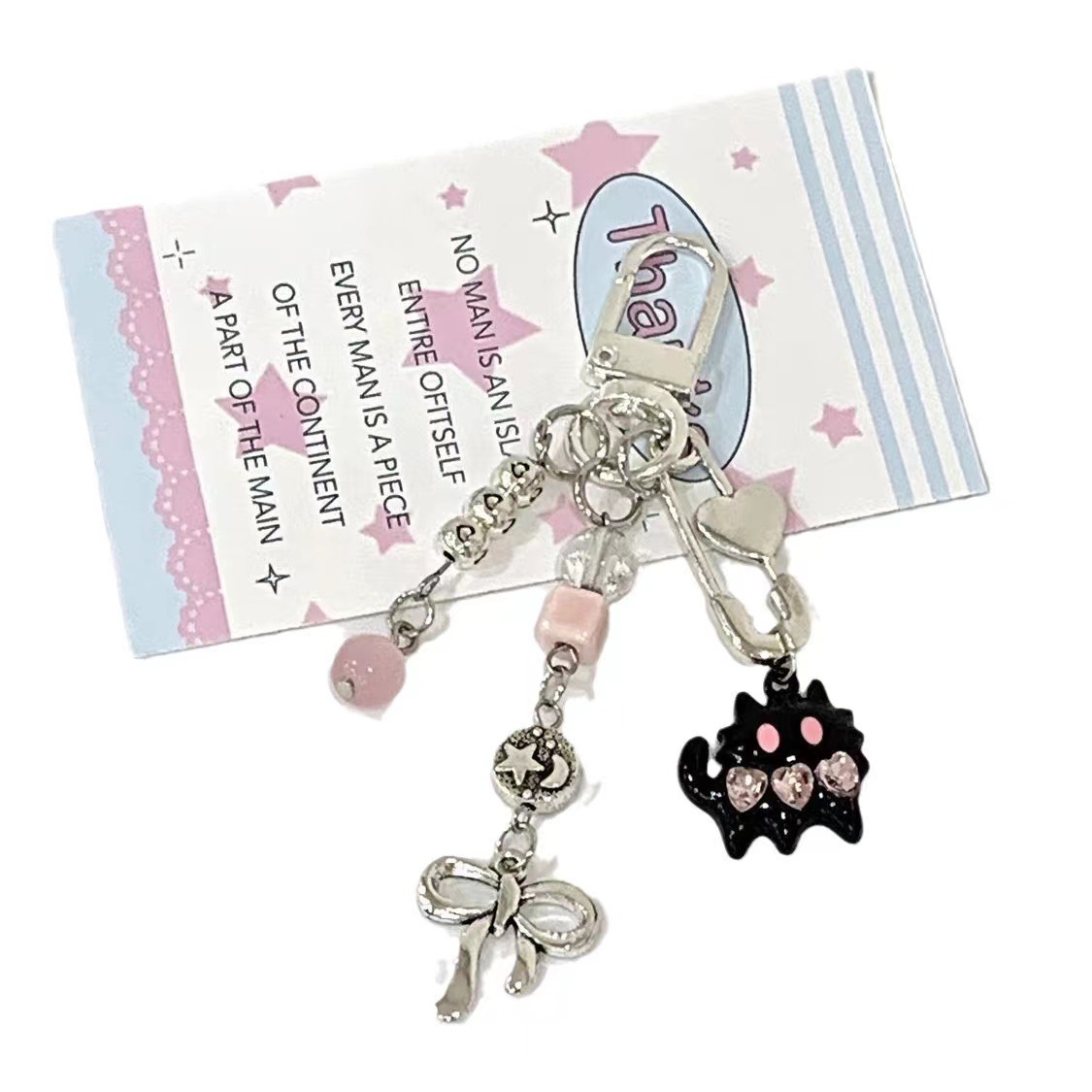 Alloy Material Cat, Bow Knot Pattern 1 Piece Cute IG Style Cat Bow Knot Alloy Inlay Rhinestones Keychain