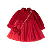 Winter dress, skirt, warm demi-season small princess costume, 2023 collection, suitable for teen, increased thickness