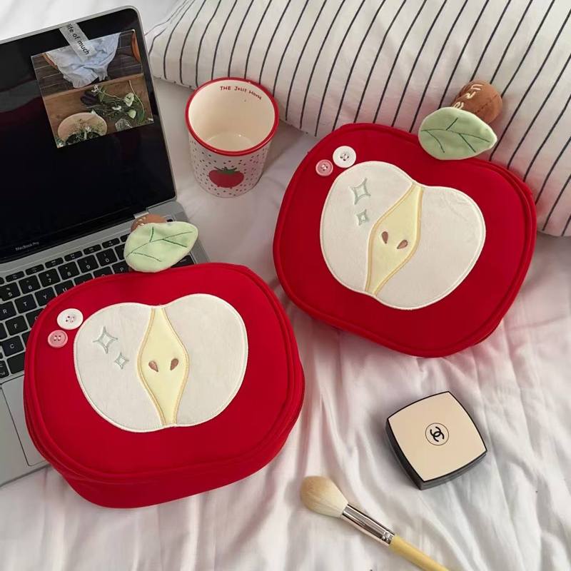 Apple Portable Cosmetic Bag Large Capacity Partition Portable Cute Cosmetic Storage Bag Women's Travel Toiletry Bag