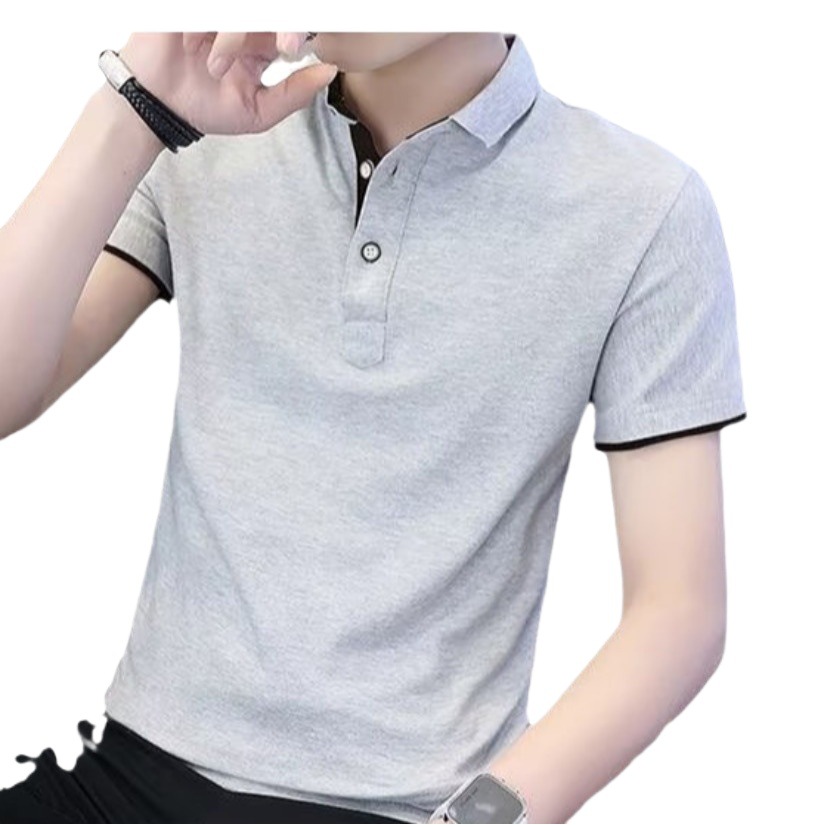 Marea de verano marca de manga corta Camiseta masculina solapa Polo ins coreano nuevos hombres collar color marea transfronteriza