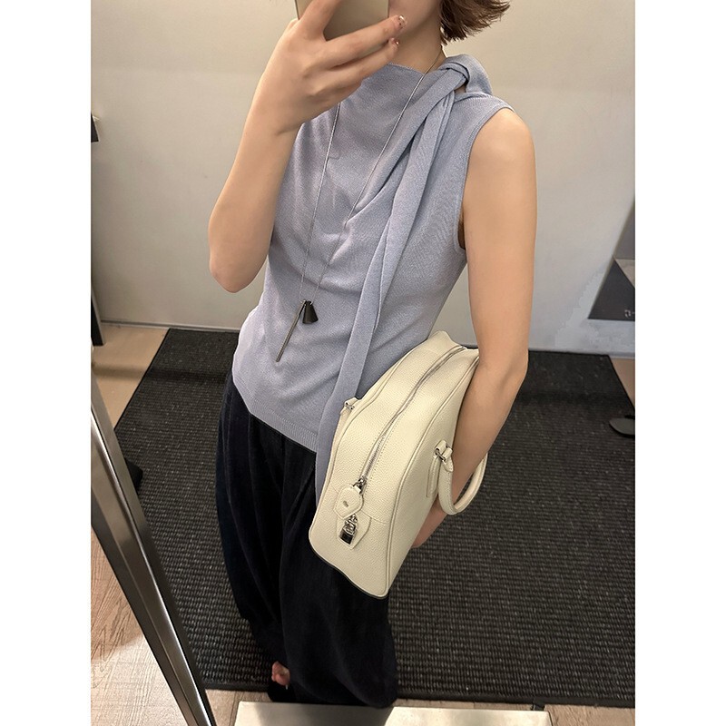 Mmc Wool Knit Women's Spring New Slim-Fit Sleeveless Vest with Korean-Style Ribbon Design High-End Top