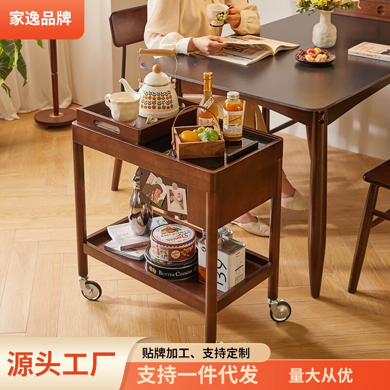 Съемная боковая тележка из массива дерева журнальный столик диван-столик сетка красная домашняя столовая тележка