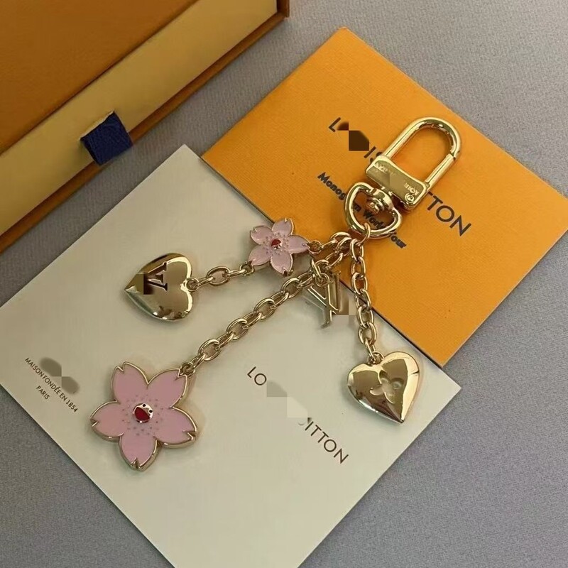 Donkey Brand Cherry Blossom Bag Pendant Keychain with Pink Enamel Cherry Blossom Pendant New Style Murakami Takashi Heart Pendant