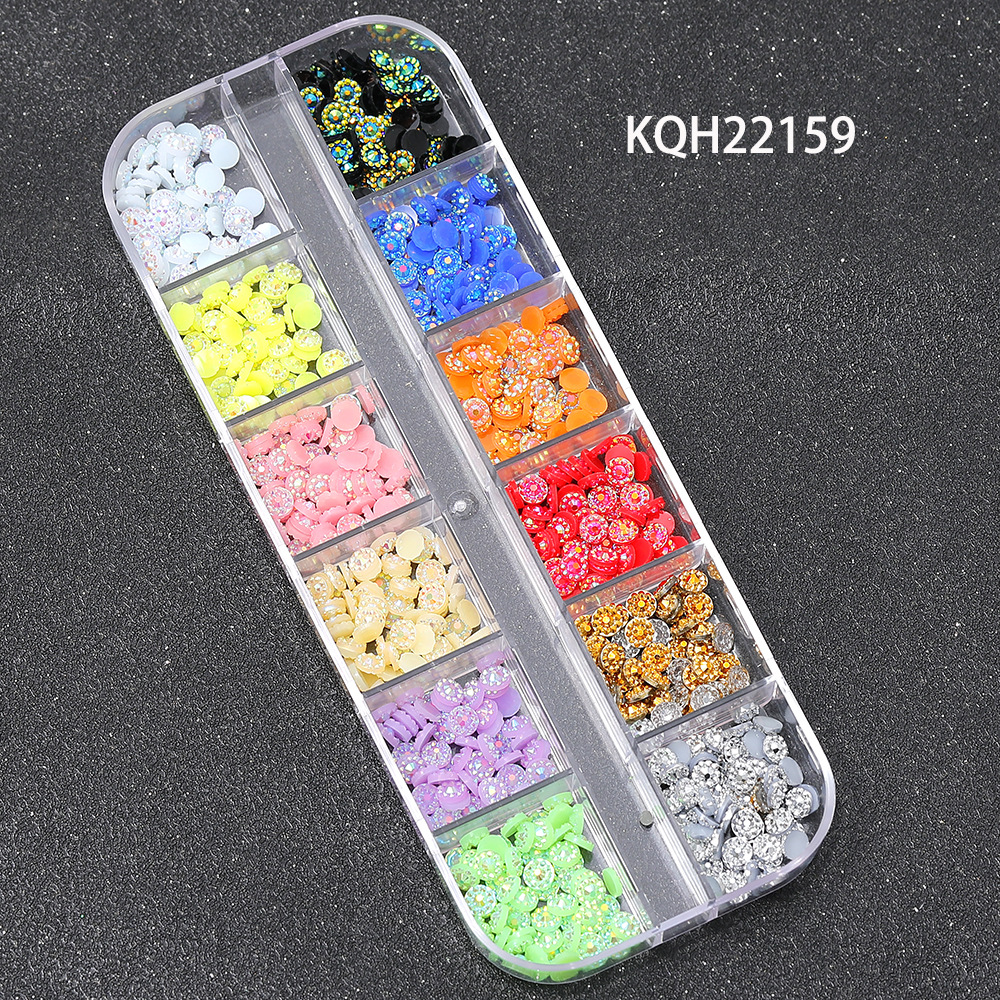 Joyas de uñas calientes transfronterizas ins12 rejilla amor estrella resina vidrio de forma especial diamante etiqueta de uñas diamante nail