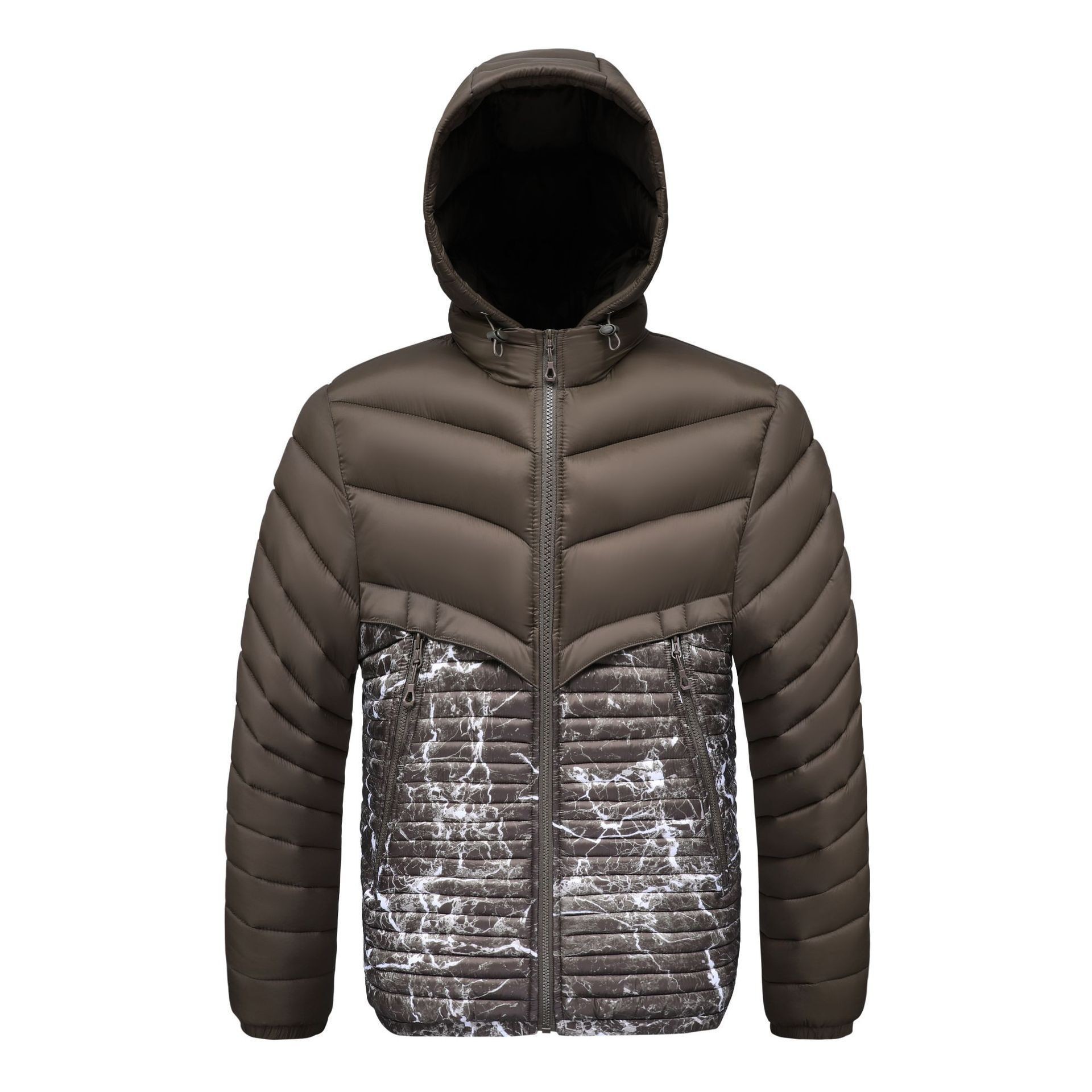 Rib Suit Cotton-padded Jacket Men's Removable Cap Sports Fleece Thickened Cotton-padded Jacket_voghion.com