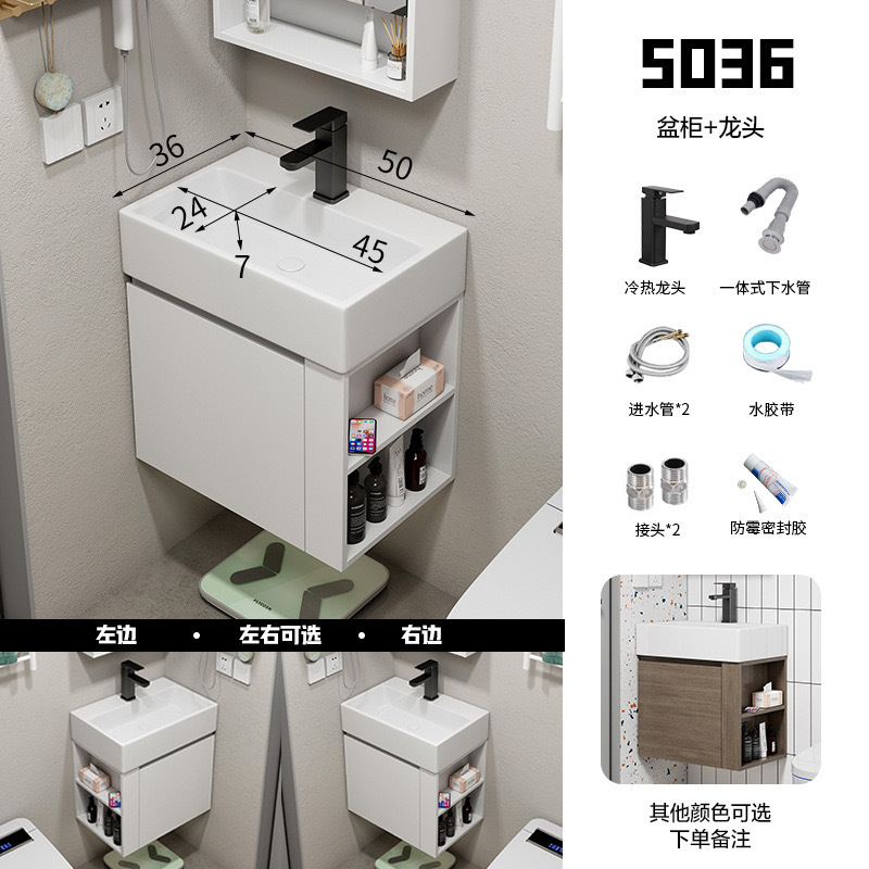 lavabo de madera maciza multicapa tipo pared ultra estrecha gabinete de baño con estante de almacenamiento lavabo de baño integrado tablero de lavado