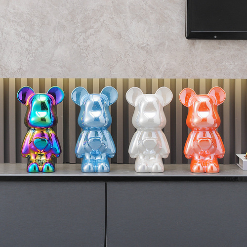 Violent Bear Ceramic Cartoon Figurine, Electroplated Home Decor for Living Room & TV Cabinet—A Trendy Online Favorite, Plus a Creative Piggy Bank