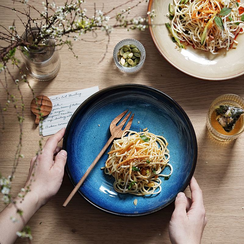 El horno creativo se convierte en plato de pizza de cerámica, plato de pasta occidental, plato de arroz, plato de restaurante, plato redondo, plato profundo, plato de sopa