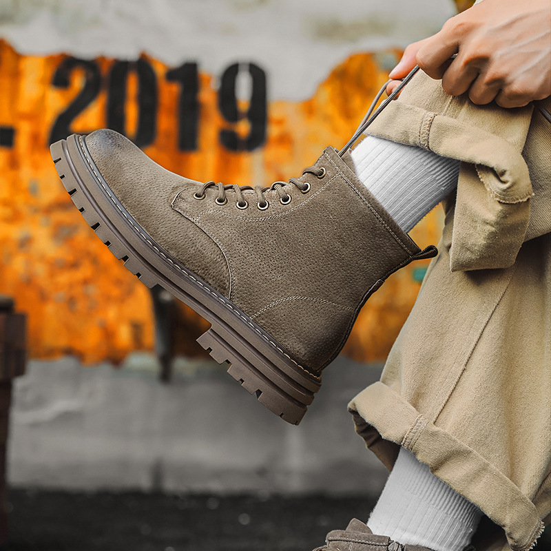 Martin 2024 Herbst/Winter neuer kurzer Trend vielseitige gelbe Arbeitsstiefel im englischen Stil Herrenschuhe_voghion.com