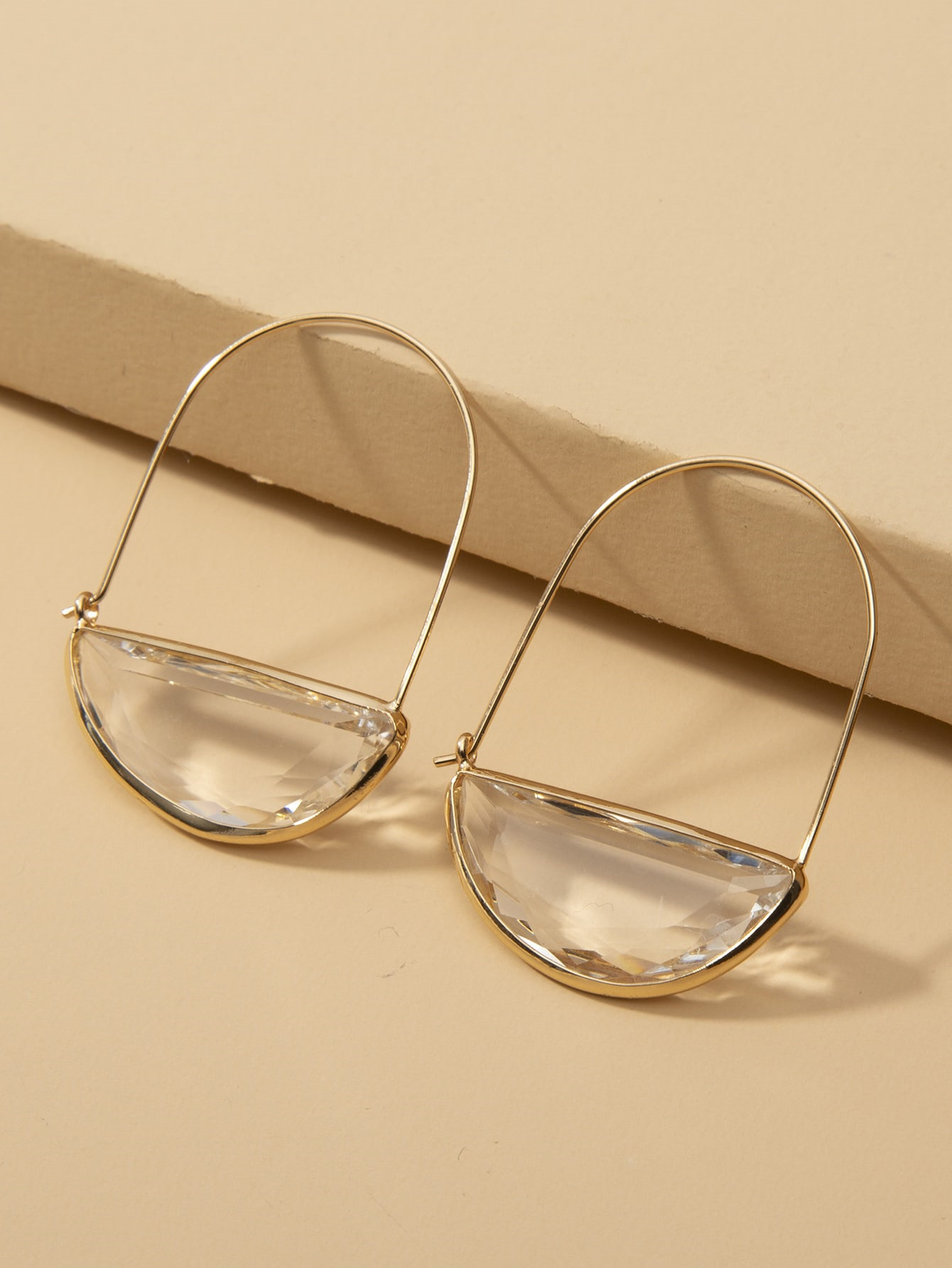 Crystal, Copper Material Semicircle Pattern 1 Pair Fashion Semicircle Crystal Women's Earrings