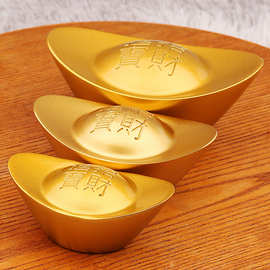 纯铜实心大号金元宝家居客厅玄关仿真道具元宝摆件工艺品批发