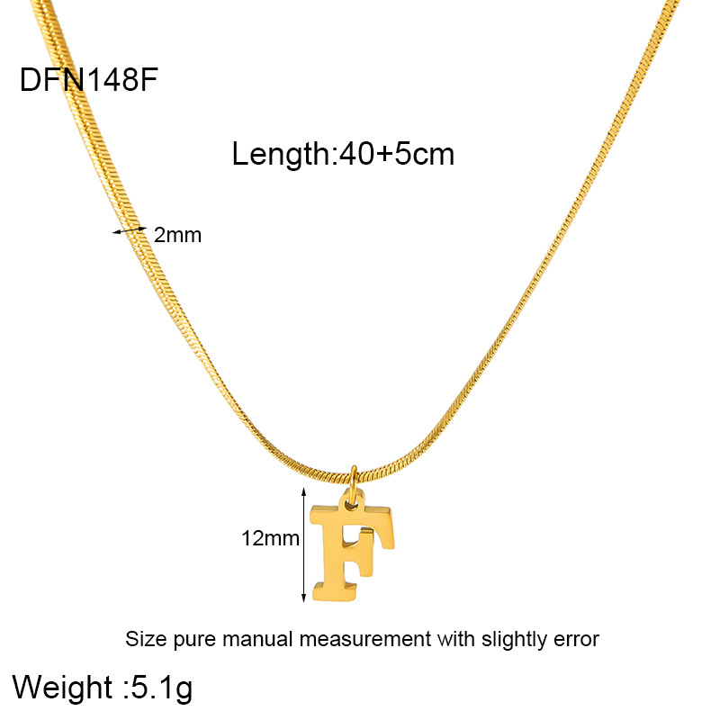 304 Stainless Steel 18K Gold Plated Simple Style Polishing Letter Pendant Necklace display picture 8