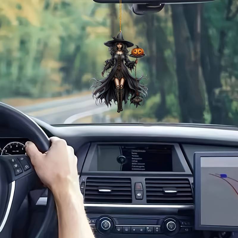 Nuevos productos de Halloween 2D guapo colgante de bruja acrílico plano transfronterizo colgante de automóvil decoración para el hogar