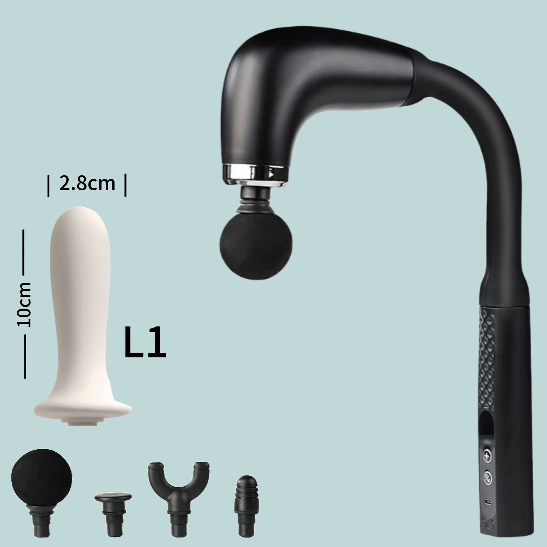 Transfronterizo codo pistola de fascia muscular multifuncional masaje cervical espinal pistola de masaje eléctrico lumbar cabeza de silicona modificada image 1