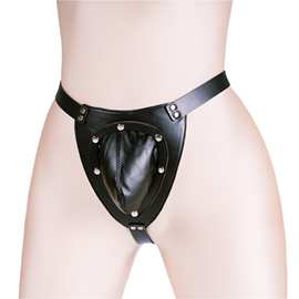 男士皮革内裤可拆卸鸟巢束缚情趣性感臀裤舞台装男王奴调教捆绑衣