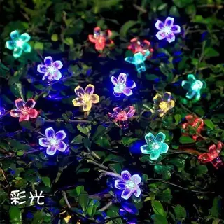 LED太阳能樱花灯串节日温馨氛围灯圣诞节花朵装饰灯户外防水庭院