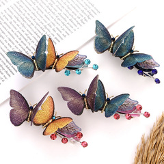 Elegant Embroidered Butterfly Hair Clip, Rear Head Position, Internet Celebrity 2022 New Hair Pin Head Accessory for Women, Spring Clip, Short Hair Hair Accessory