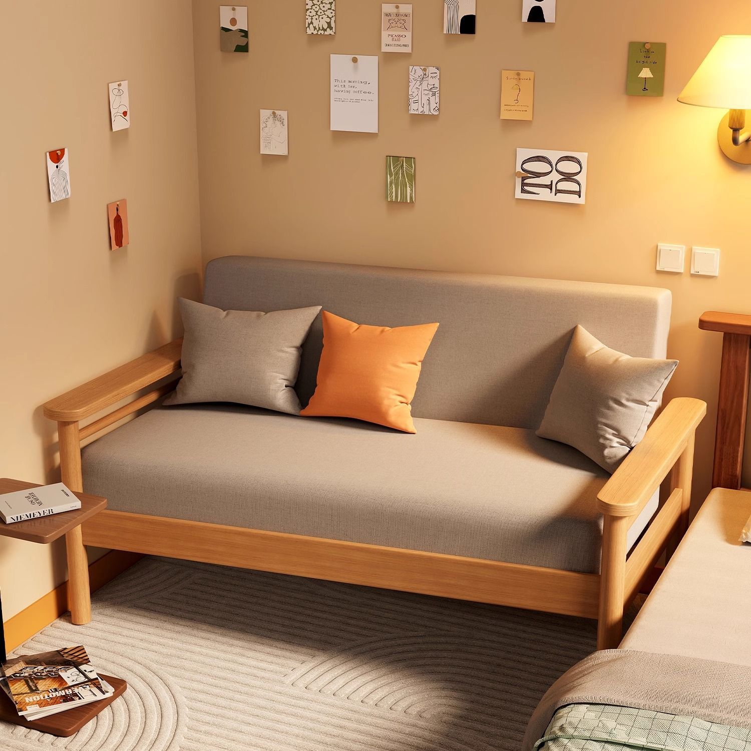 Sofa Living Room 2024 New Modern Simple Small Apartment Fabric Sofa Rental Room Simple Double Straight Sofa