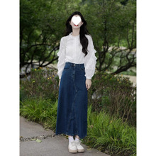 早秋穿搭套装2025小个子韩风森系穿搭白色衬衫牛仔半身裙套装