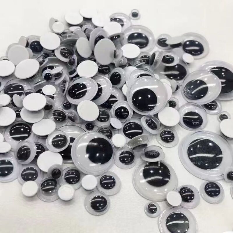 Black and White Movable Eyeballs with Adhesive Backing Handmade Animal Size Eye Stickers Accessories DIY Toy Doll Eyeball Material