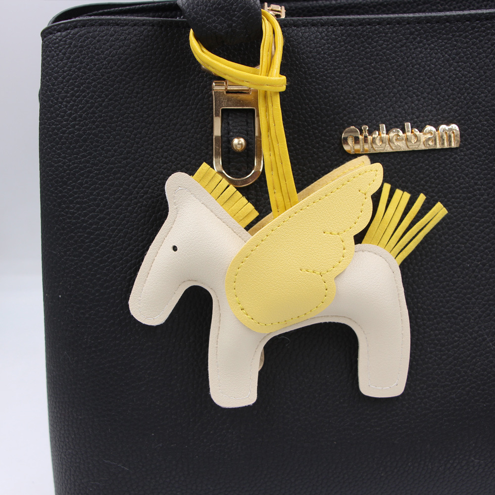 Cute Cartoon Tassel Pegasus Pendant Leather Pony Schoolbag Accessories Keychain display picture 4