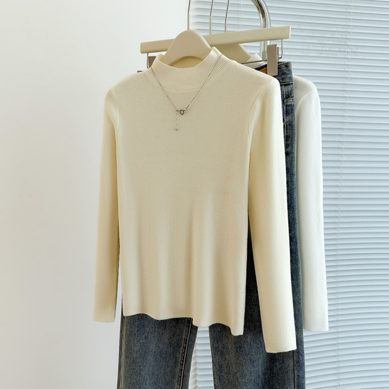 商品详情图_实拍原版半高领打底衫秋冬新款羊毛针织衫女百搭洋气