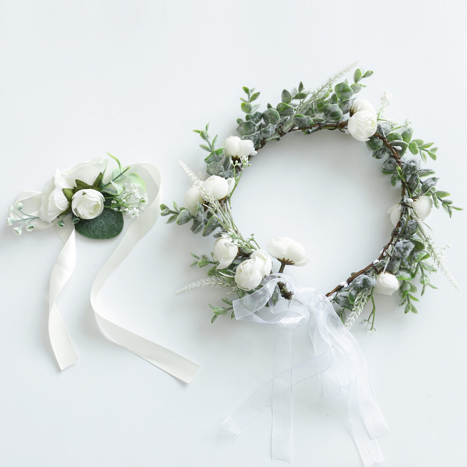 Cross-Border Amazon Artificial Garland Silk Flower Forest Girl Super Fairy Bride Children Travel Dance Garland Headdress Batch