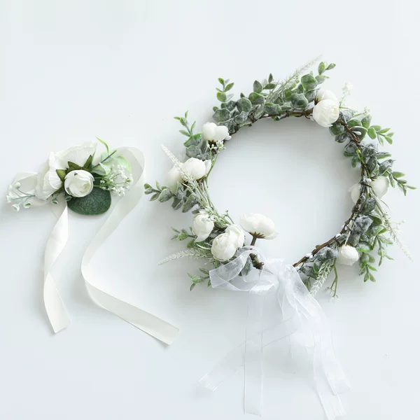 Cross-Border Amazon Artificial Garland Silk Flower Forest Girl Super Fairy Bride Children Travel Dance Garland Headdress Batch