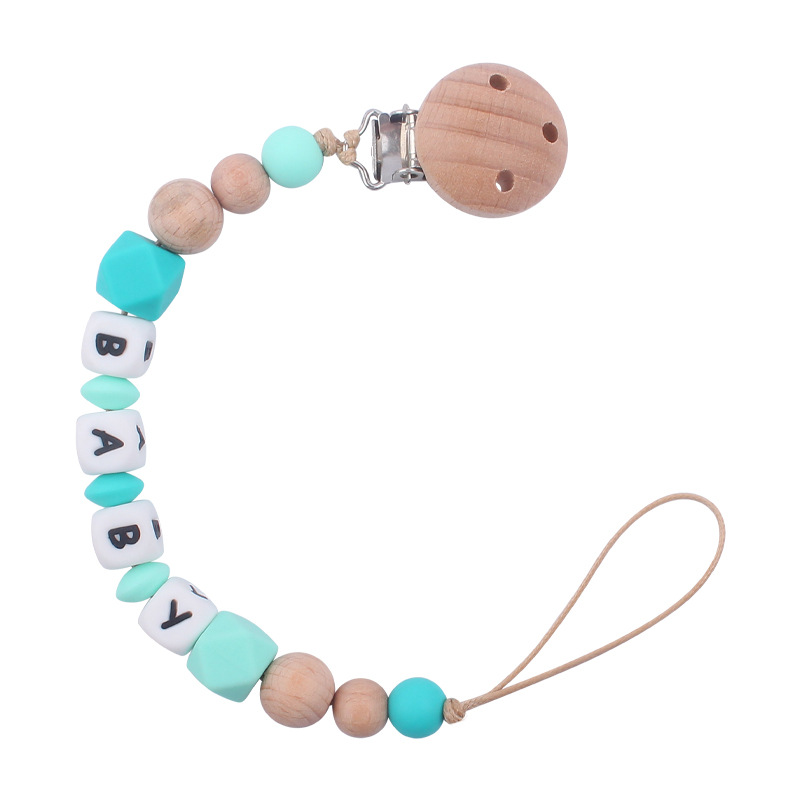 Suministros para bebés de haya clip pezón cadena creativa DIY bebé octogonal silicona mordedor pulsera juguete conjunto de dos piezas