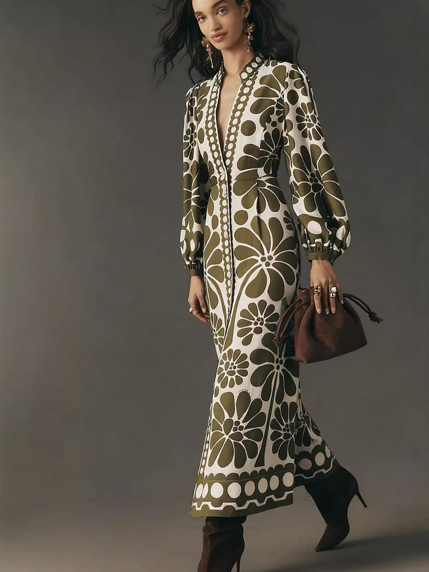 Women's Clothing Elegant Bohemian Printed Shirt Dress Long Sleeved Women's Clothing For Formal & Casual For Women_ecoleips.com