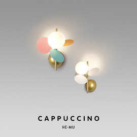 床头壁灯马卡龙北欧极简卧室过道儿童房装饰极简房间家用网红灯具