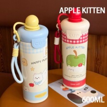 卡通一盖双饮弹跳保温杯316不锈钢随行杯提绳运动水壶卡通弹跳杯