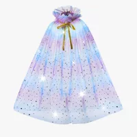 Amazon Super Fairy Детская Шаль с бантом Сетевой Плащ Светодиодный Светящийся Плащ Принцессы Ролевая Костюм