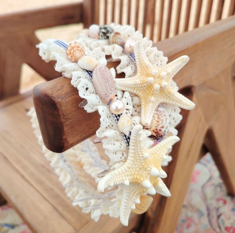 Creative Conch Shell and Starfish Hairpin, Cute Hair Accessory, Natural Starfish Hair Ornament, Girl's Bangs Pearl Hairband