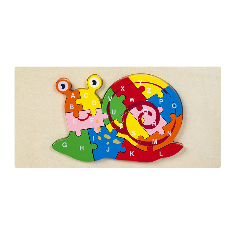 Rompecabezas para niños transfronterizos Animales cognitivos digitales dibujos animados rompecabezas tridimensional educación temprana para bebés iluminación juguetes de madera al por mayor