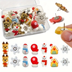 New Cross-Border Factory Christmas Thumbtacks Holiday Decoration Santa Claus Reindeer Thumbtacks Photo Wall Push Pins