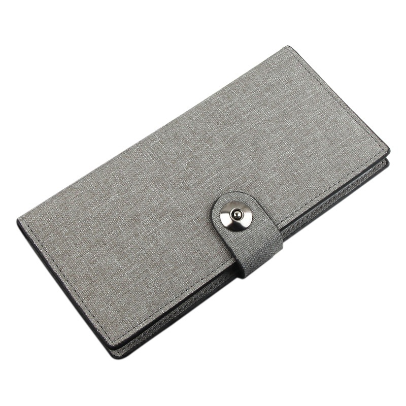 Men's long wallet canvas magnetic buckle 2 fold multi-card wallet simple ultra-thin foreign trade wholesale student gold clip