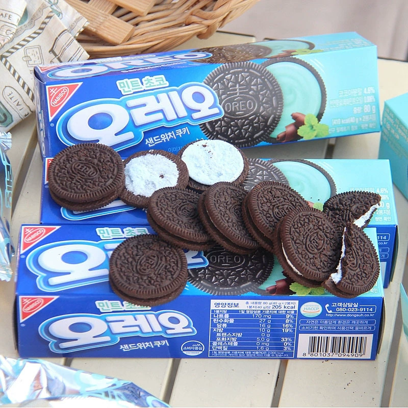 OREO Oreo сэндвич-печенье с мятным шоколадом и корицей, импортированное из Южной Кореи, закуски интернет-знаменитостей